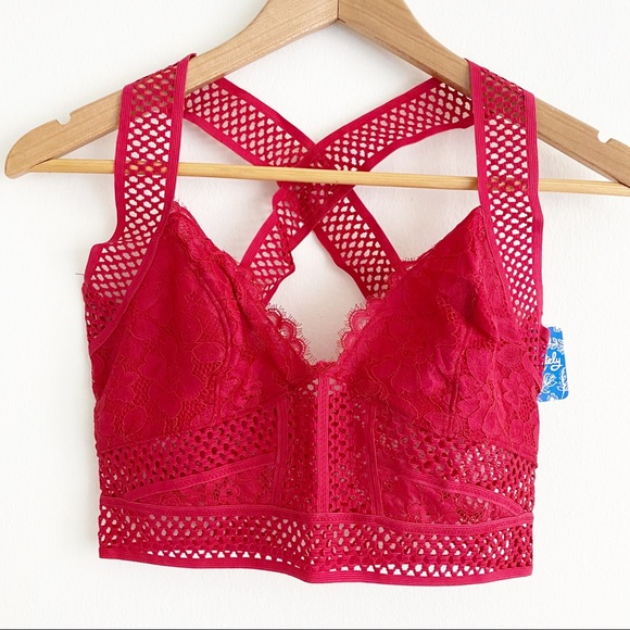 Free People Sitting Pretty Brami Red S NWT - Picture 4 of 10